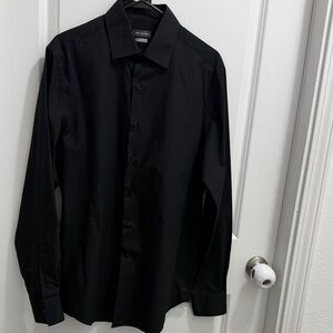 Van Heusen Black Button Down Long Sleeve Solid Short Size M